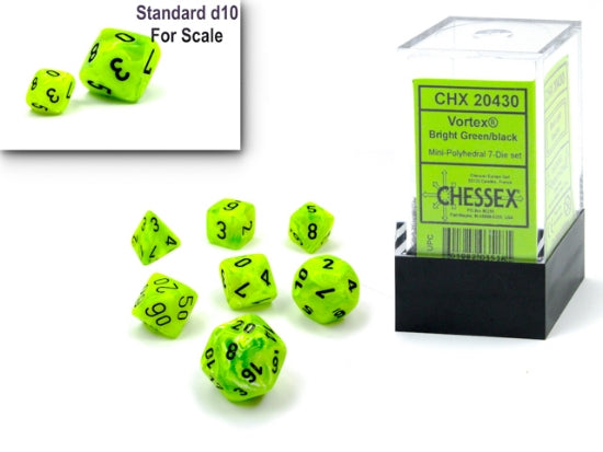 Dados mini polyhedral 7 die vortex green/black