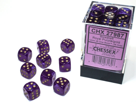 Mini dados royal purple/gold