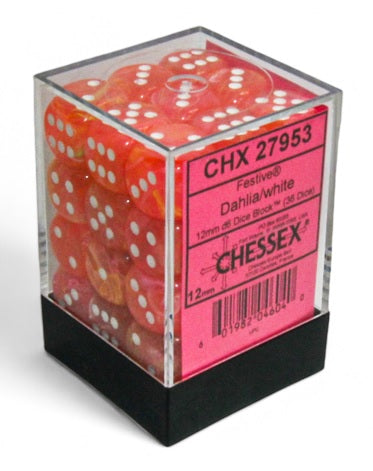 Dados Dahlia/white - 12mm d6 Dice Block (36 Dice)