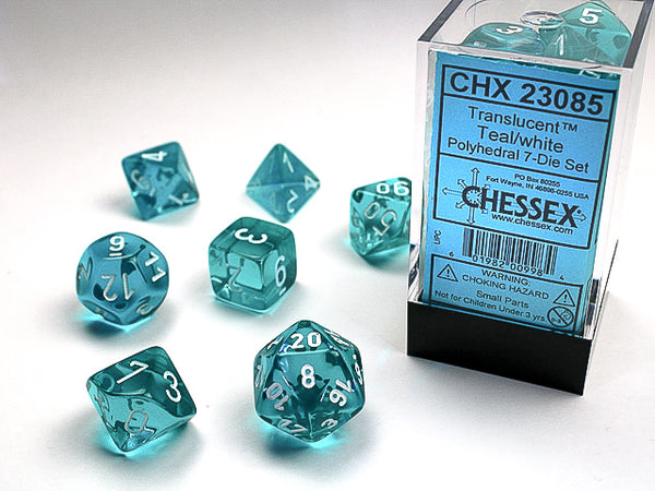 Dados chessex translucent teal/white