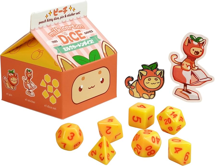 Milk Carton Dice: Peach Kitty Dice