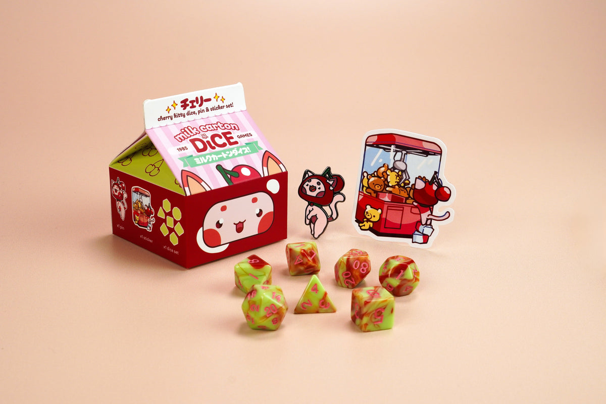 Milk Carton Dice: Cherry Kitty Dice