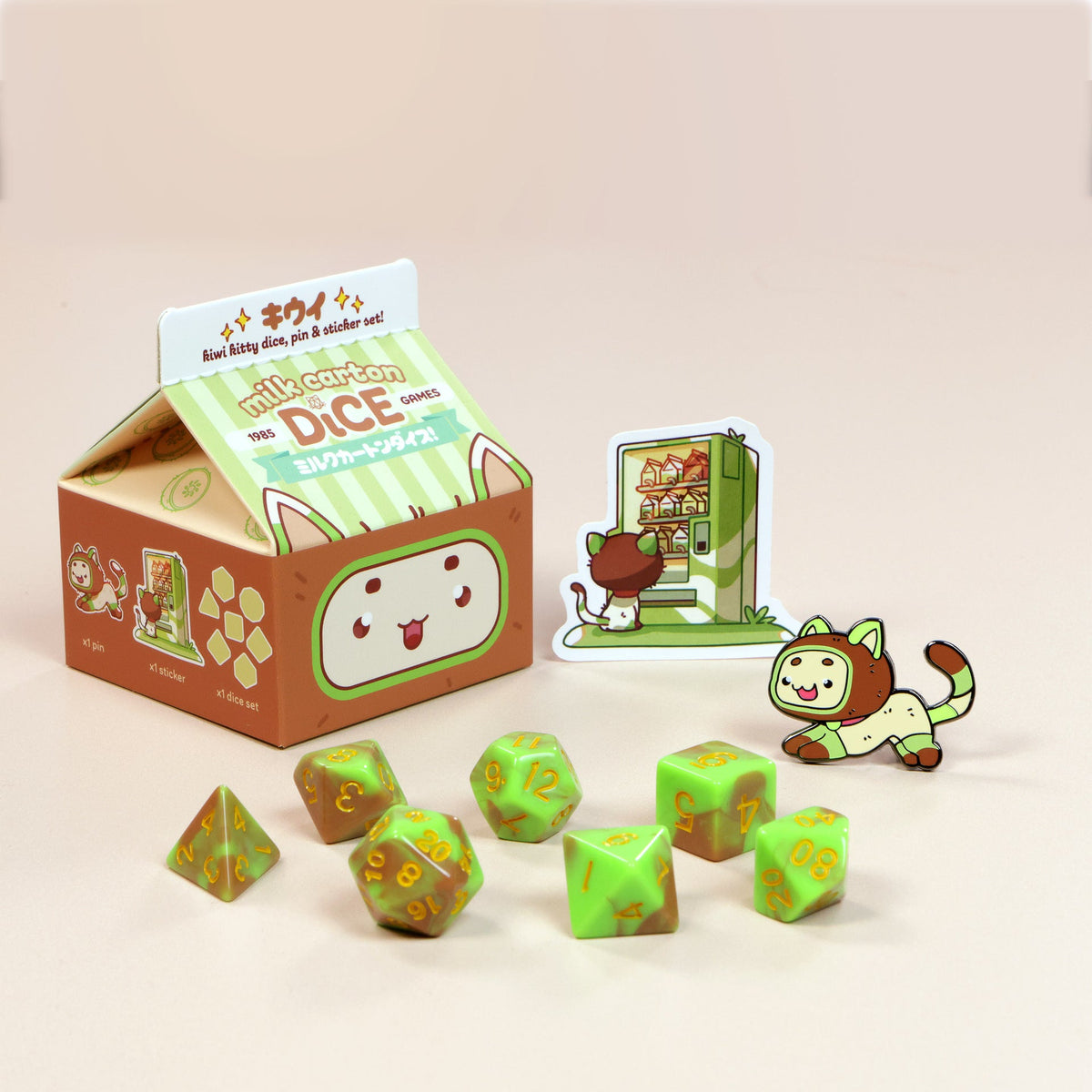 Milk Carton Dice: Kiwi Kitty Dice