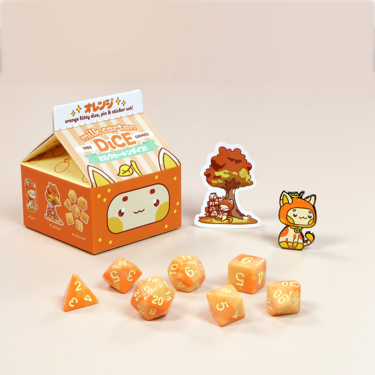Milk Carton Dice: Naranja Kitty Dice