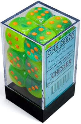 Dados Plasma Green-Teal/orange 12mm d6 Dice Block (36 dice)