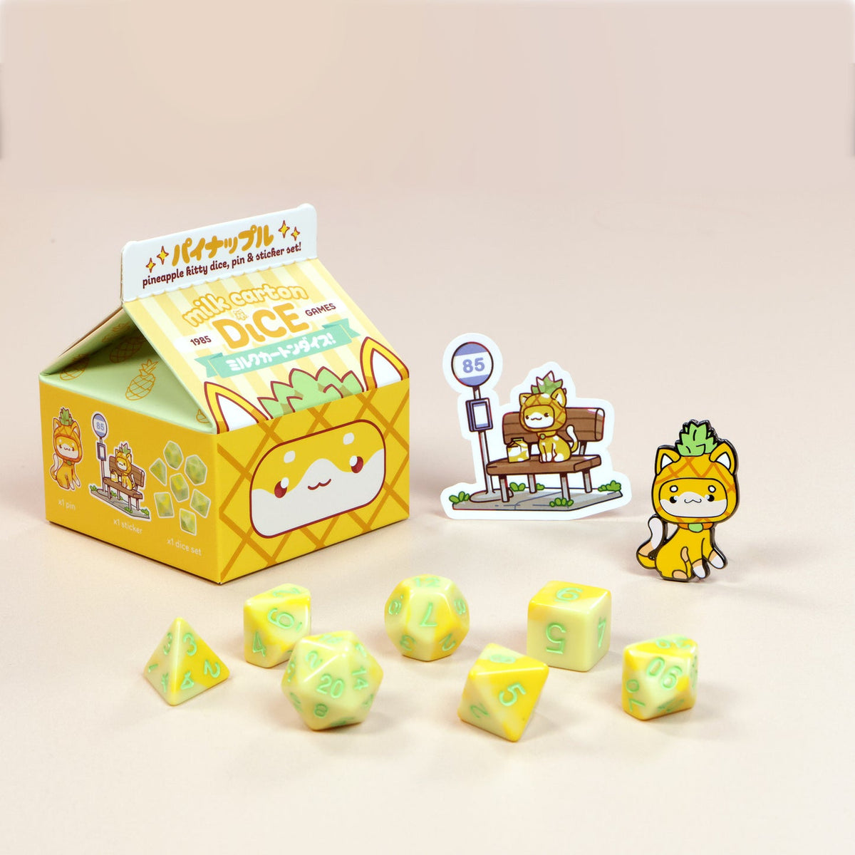 Milk Carton Dice: Pineapple Kitty Dice