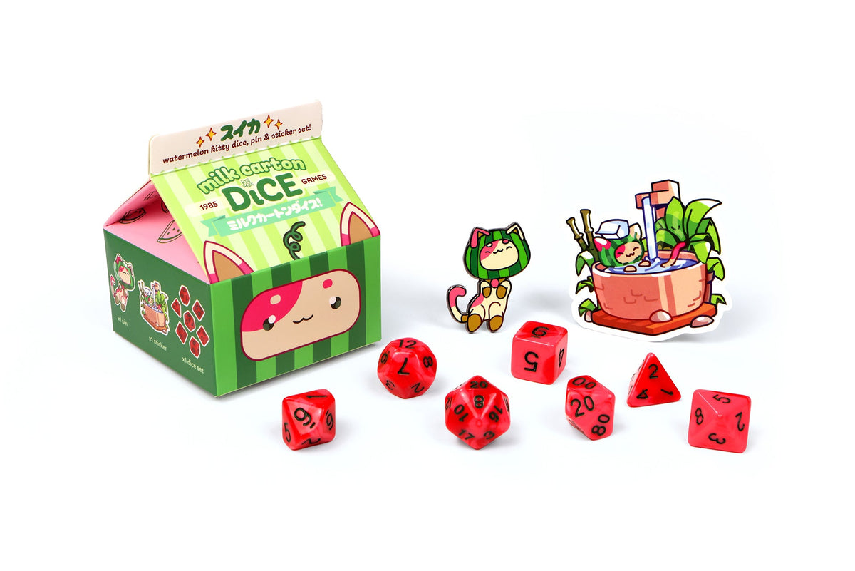 Milk Carton Dice: Watermelon Kitty Dice