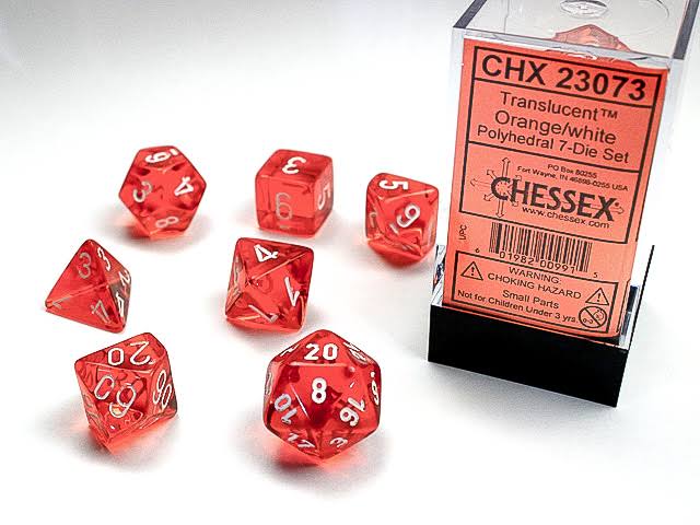 Dados chessex translucent orange/white