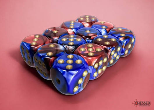 CHESSEX - Dados Poliédricos Gemini Blue-Red/Gold