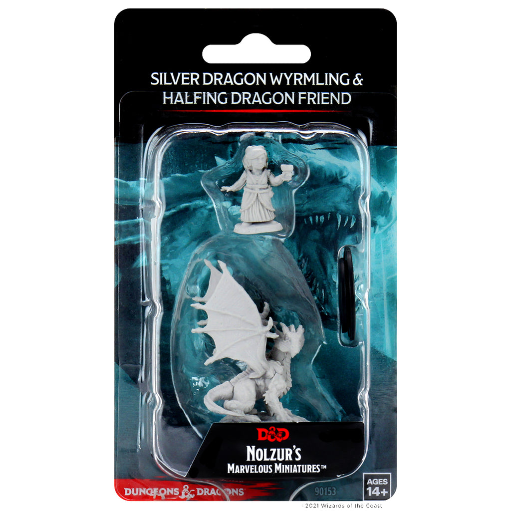 Imagen de D&D Nolzur’s Marvelous Miniatures: Silver Dragon Wyrmling & Female Halfling – Sin pintar